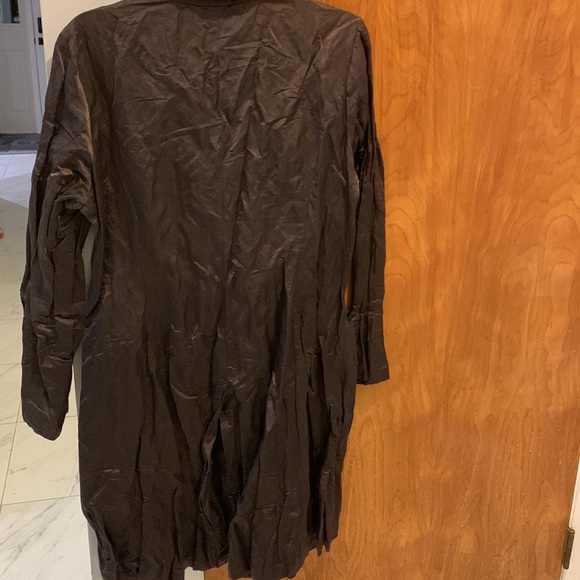 EILEEN Fisher Chocolate Brown Size Small L- Women Classic Collar Shirt Dress - Picture 7 of 11